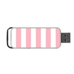 Vertical Stripes - White and Pastel Pink Portable USB Flash (Two Sides)
