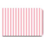 Vertical Stripes - White and Pastel Pink Large Doormat