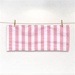 Vertical Stripes - White and Pastel Pink Hand Towel