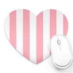 Vertical Stripes - White and Pastel Pink Heart Mousepad