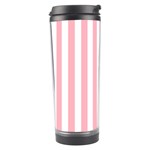 Vertical Stripes - White and Pastel Pink Travel Tumbler