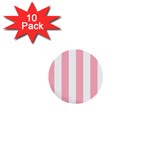 Vertical Stripes - White and Pastel Pink 1  Mini Button (10 pack)