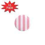 Vertical Stripes - White and Pastel Pink 1  Mini Magnet (10 pack)