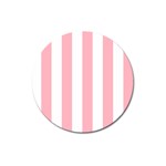 Vertical Stripes - White and Pastel Pink Magnet 3  (Round)