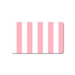 Vertical Stripes - White and Pastel Pink Magnet (Name Card)