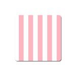 Vertical Stripes - White and Pastel Pink Magnet (Square)