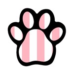 Vertical Stripes - White and Pastel Pink Magnet (Paw Print)