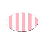 Vertical Stripes - White and Pastel Pink Sticker Oval (10 pack)