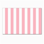 Vertical Stripes - White and Pastel Pink Postcard 5  x 7 