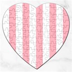 Vertical Stripes - White and Pastel Pink Jigsaw Puzzle (Heart)