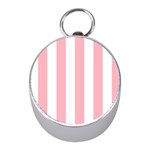 Vertical Stripes - White and Pastel Pink Silver Compass (Mini)
