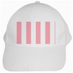 Vertical Stripes - White and Pastel Pink White Cap