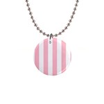 Vertical Stripes - White and Pink 1  Button Necklace