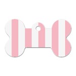 Vertical Stripes - White and Pink Dog Tag Bone (Two Sides)