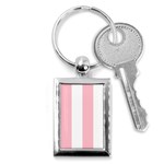 Vertical Stripes - White and Pink Key Chain (Rectangle)