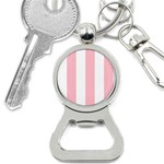 Vertical Stripes - White and Pink Bottle Opener Key Chain