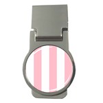 Vertical Stripes - White and Pink Money Clip (Round)