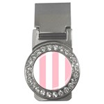 Vertical Stripes - White and Pink Money Clip (CZ)