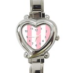 Vertical Stripes - White and Pink Heart Italian Charm Watch