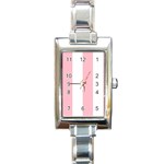 Vertical Stripes - White and Pink Rectangle Italian Charm Watch
