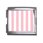 Vertical Stripes - White and Pink Mega Link Italian Charm (18mm)