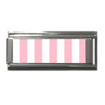 Vertical Stripes - White and Pink Superlink Italian Charm (9mm)