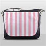 Vertical Stripes - White and Pink Messenger Bag
