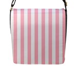 Vertical Stripes - White and Pink Flap Closure Messenger Bag (L)