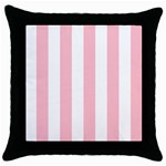 Vertical Stripes - White and Pink Throw Pillow Case (Black)