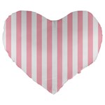 Vertical Stripes - White and Pink Large 19  Premium Heart Shape Cushion