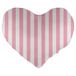 Vertical Stripes - White and Pink Large 19  Premium Flano Heart Shape Cushion