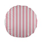 Vertical Stripes - White and Pink Standard 15  Premium Flano Round Cushion