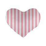 Vertical Stripes - White and Pink Standard 16  Premium Flano Heart Shape Cushion