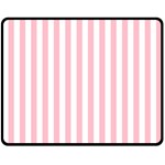 Vertical Stripes - White and Pink Double Sided Fleece Blanket (Medium) (Two Sides)