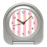 Vertical Stripes - White and Pink Desk Alarm Clock