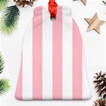 Vertical Stripes - White and Pink Ornament (Bell)