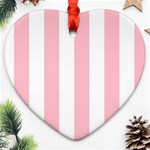 Vertical Stripes - White and Pink Heart Ornament (Two Sides)