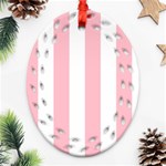 Vertical Stripes - White and Pink Ornament (Bell) Ornament (Oval Filigree)