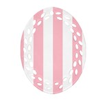 Vertical Stripes - White and Pink Oval Filigree Ornament (Two Sides)