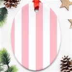 Vertical Stripes - White and Pink Oval Ornament (Two Sides)