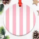 Vertical Stripes - White and Pink Ornament (Round)