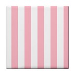 Vertical Stripes - White and Pink Tile Coaster