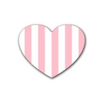 Vertical Stripes - White and Pink Heart Coaster (4 pack)