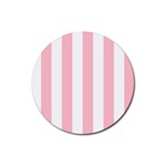 Vertical Stripes - White and Pink Rubber Coaster (Round)