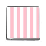 Vertical Stripes - White and Pink Memory Card Reader (Square)