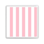 Vertical Stripes - White and Pink Memory Card Reader with Storage (Square)