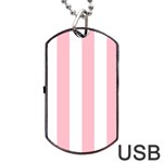 Vertical Stripes - White and Pink Dog Tag USB Flash (One Side)