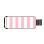 Vertical Stripes - White and Pink Portable USB Flash (One Side)