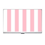 Vertical Stripes - White and Pink Business Card Holder