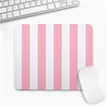 Vertical Stripes - White and Pink Large Mousepad